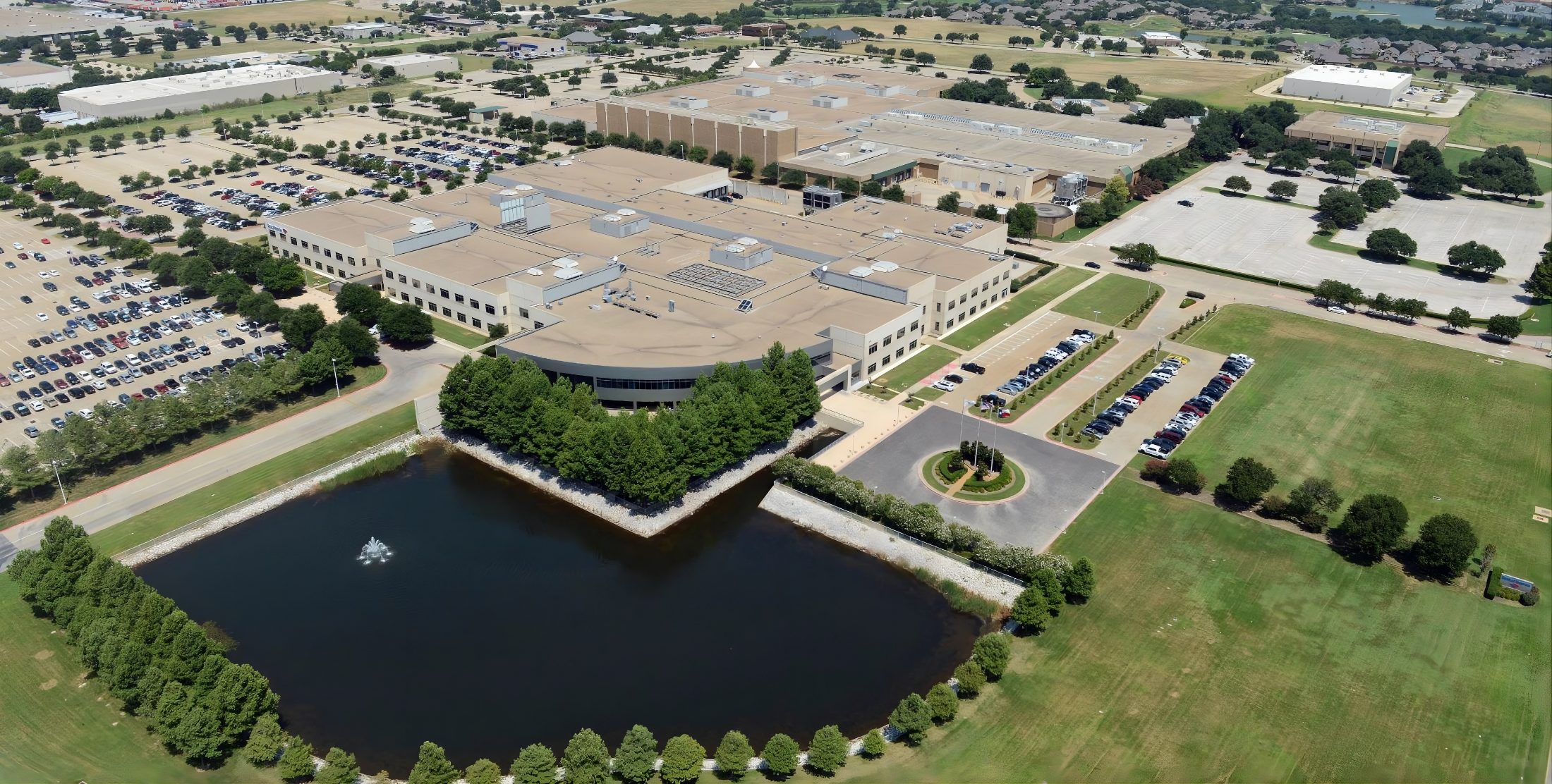 Aerial view of the 5401 N Beach Street campus