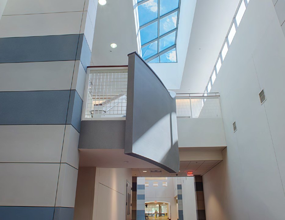 Skylit central atrium